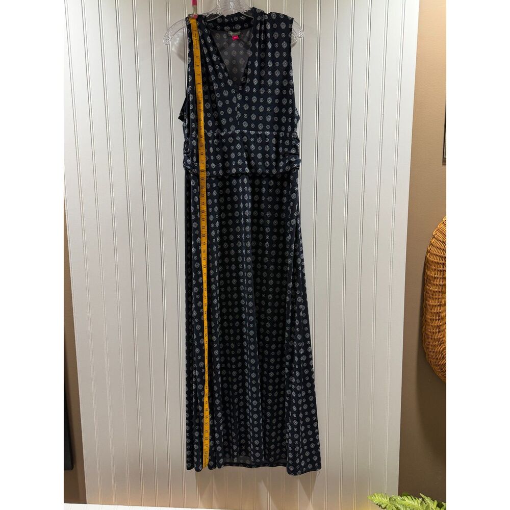 Vince Camuto Navy Geo print Surplice Maxi Dress XL Resort Wear, Preppy, Coastal - Picture 6 of 8